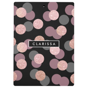 Carpeta De Pinza confeti color de rosa elegante del rosa en colores