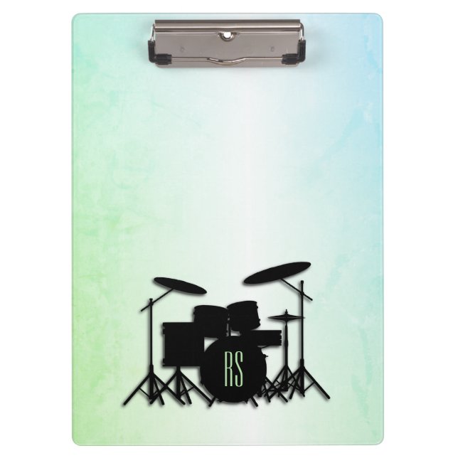 Carpeta De Pinza Conjunto de tambores con monograma verde (Anverso)