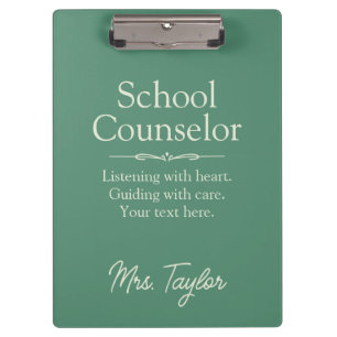Carpeta De Pinza Consejero escolar Personalizado Dark Sage Green