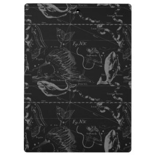 Carpeta De Pinza Constelación Hevelius 1690 de Piscis en negro