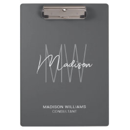 Carpeta De Pinza Consultor gris con logotipo de monograma moderno