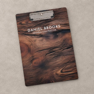 Carpeta De Pinza Contratista general de madera oscura granulada