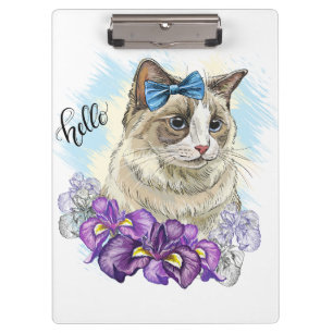 Carpeta De Pinza Copia del dibujo de mano divertido gato Cute con f