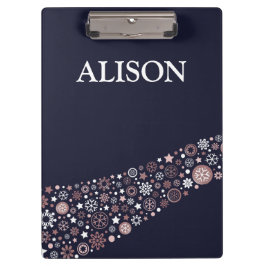 Carpeta De Pinza Copos de nieve de Navidad personalizados con nombr