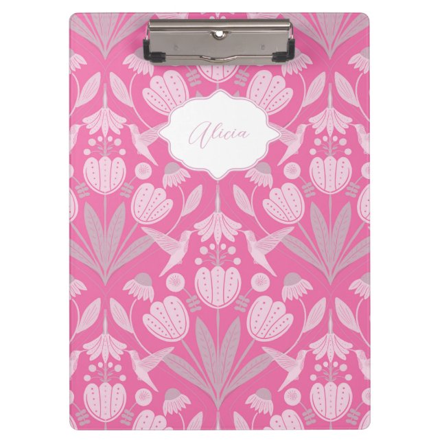 Carpeta De Pinza Coquette Hummingbird Coquette floral personalizada (Anverso)