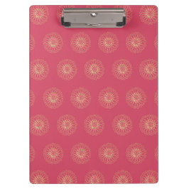 Carpeta De Pinza Coral | Medallones de Flor de Zinnia Dorada