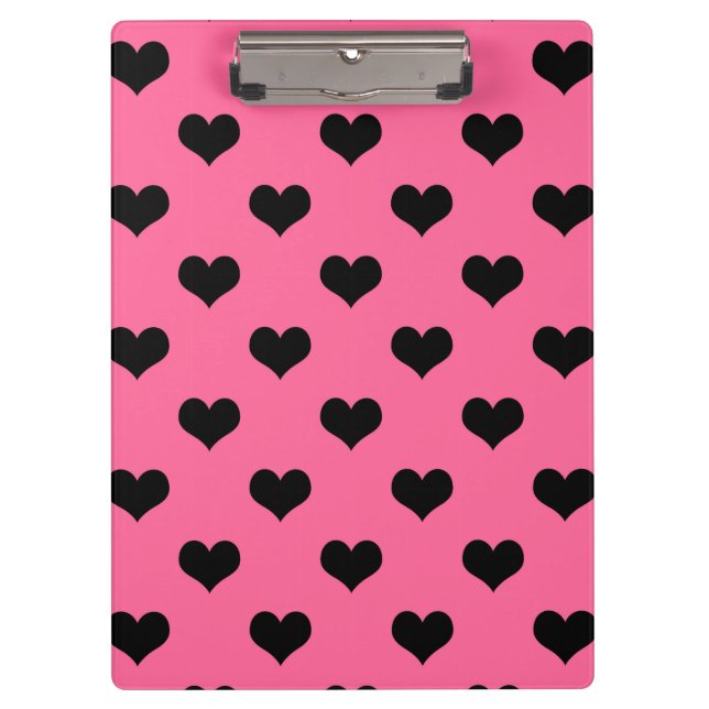 Carpeta De Pinza Corazón de amor negro sobre fondo rosado (Anverso)
