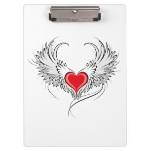 Carpeta De Pinza Corazón de Ángel Rojo con alas
