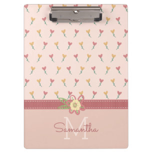 Carpeta De Pinza Corazón de flor de melocotón pastel femenino y pat