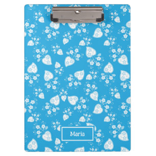 Carpeta De Pinza Corazón de flores azul