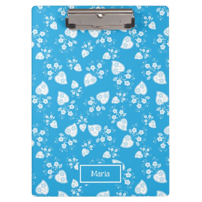 Carpeta De Pinza Corazón de flores azul (Anverso)
