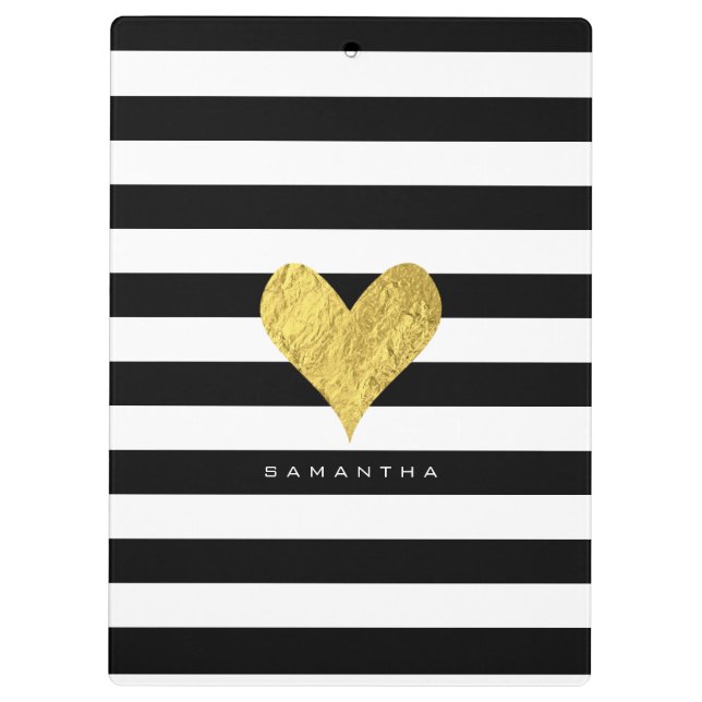Carpeta De Pinza Corazón del Relieve metalizado dorado (Reverso)