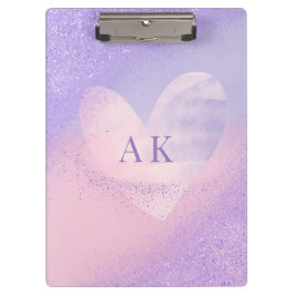 Carpeta De Pinza Corazón Gradiente Morado Rosa con Monograma
