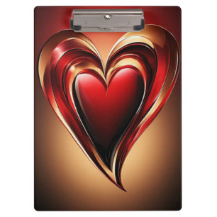 Carpeta De Pinza Corazón Rojo Brillante Con Resplandor Romántico Os