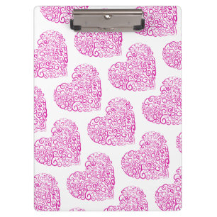 Carpeta De Pinza Corazón rosa de escritura a mano espiral para Día 