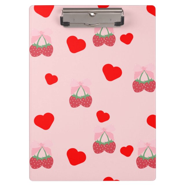Carpeta De Pinza corazón rosa y bayas  (Anverso)