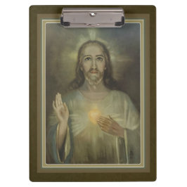 Carpeta De Pinza Corazón sagrado del oro del tablero de Jesús