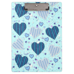 Carpeta De Pinza Corazones azul y púrpura