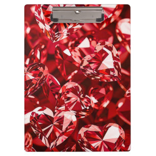 Carpeta De Pinza Corazones de brillantes de cristal rojo