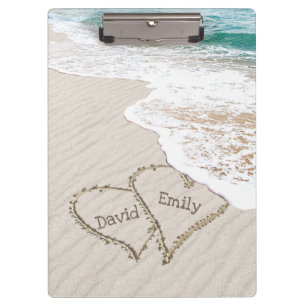 Carpeta De Pinza Corazones de playa con nombres