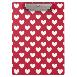 Carpeta De Pinza Corazones de polka blanca y roja