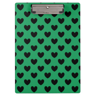 Carpeta De Pinza Corazones de polka negra en Kelly Green