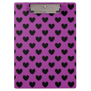 Carpeta De Pinza Corazones de polka negra en morado