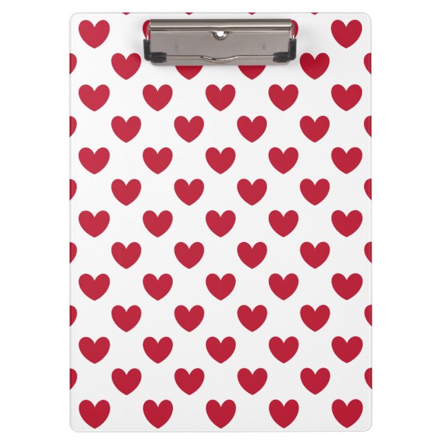 Carpeta De Pinza Corazones de polka roja en blanco (Anverso)
