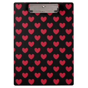 Carpeta De Pinza Corazones de polka roja en negro