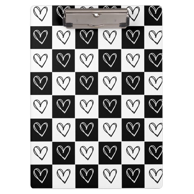 Carpeta De Pinza Corazones de tablero de ajedrez (Anverso)