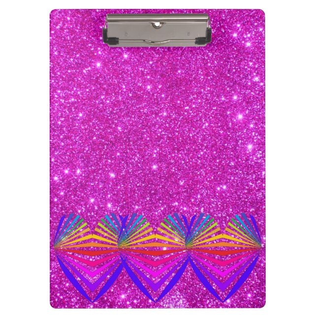 Carpeta De Pinza Corazones femeninos purpurinoso brillantes rosados (Anverso)