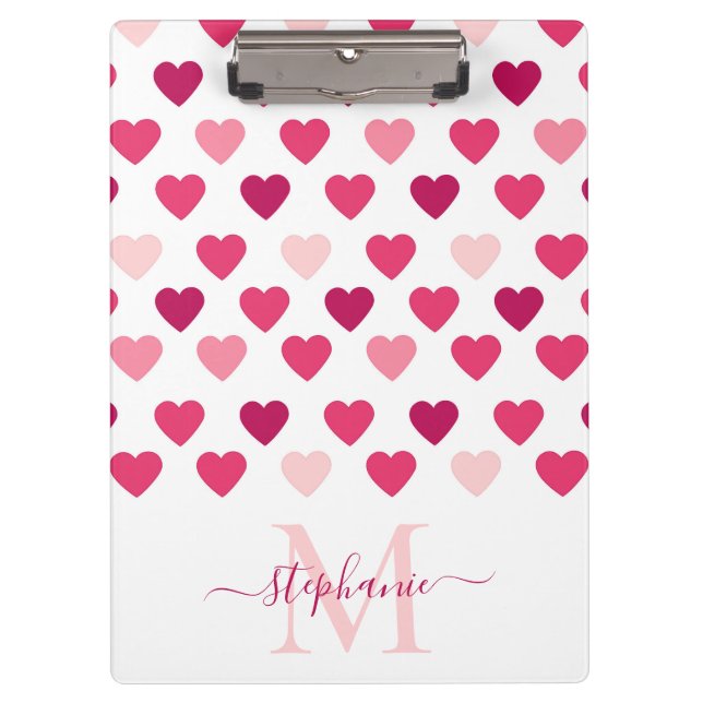 Carpeta De Pinza Corazones rosados personalizados amor (Anverso)