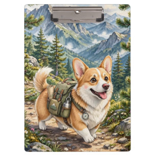 Carpeta De Pinza Corgi caminando en montañas Acuarela