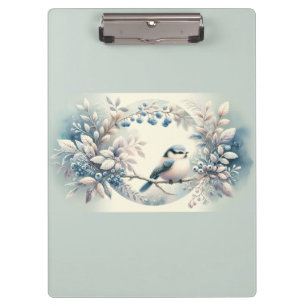 Carpeta De Pinza Corona de bayas de pájaros azules de invierno