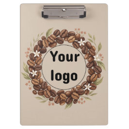 Carpeta De Pinza Corona de grano de café botánico con logotipo pers