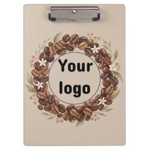 Carpeta De Pinza Corona de grano de café botánico con logotipo pers