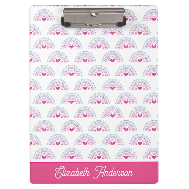 Carpeta De Pinza Corta Rosa Boho Arcoíris Femenino (Anverso)