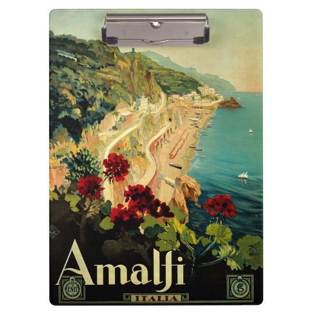 Carpeta De Pinza Costa Amalfitana, Italia, Póster de viaje antiguo  (Anverso)