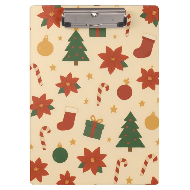 Carpeta De Pinza Cozy Christmas Pattern with Gifts and Trees (Anverso)