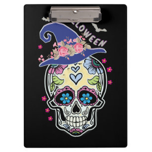 Carpeta De Pinza Cráneo de flores de Halloween