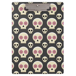 Carpeta De Pinza Cráneo espeluznante de Gótico kawaii con patrón de
