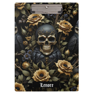 Carpeta De Pinza Cráneo negro y gris