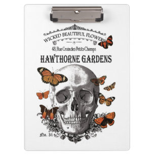 Carpeta De Pinza cráneo vintage moderno de Halloween y mariposas