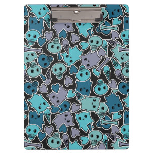 Carpeta De Pinza Cráneos, y corazones en el fondo negro 2