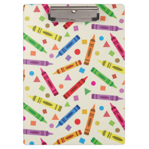 Carpeta De Pinza Crayones escolares coloridos con patrón de formas