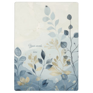Carpeta De Pinza Crea Tu Propio Floral Azul y Beige Minimalista