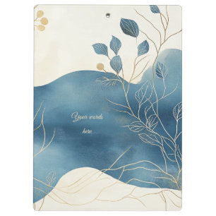 Carpeta De Pinza Crea Tu Propio Floral Minimalista Dorado Azul Ondu