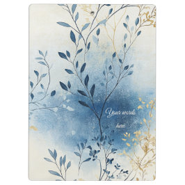 Carpeta De Pinza Create Your Own Blue Mist Gold Floral Minimalist