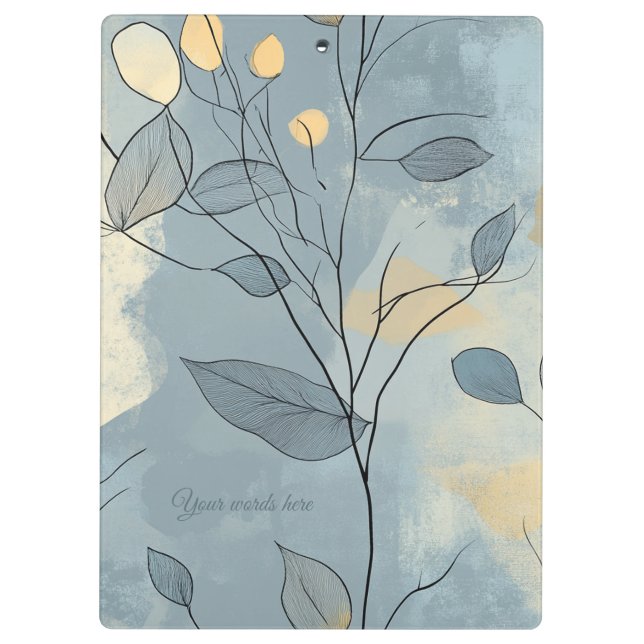 Carpeta De Pinza Create Your Own Deep Blue Floral Minimalist (Reverso)