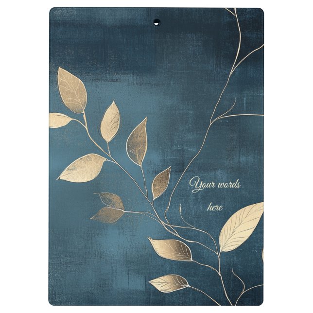 Carpeta De Pinza Create Your Own Elegant Blue & Gold Minimalist (Reverso)